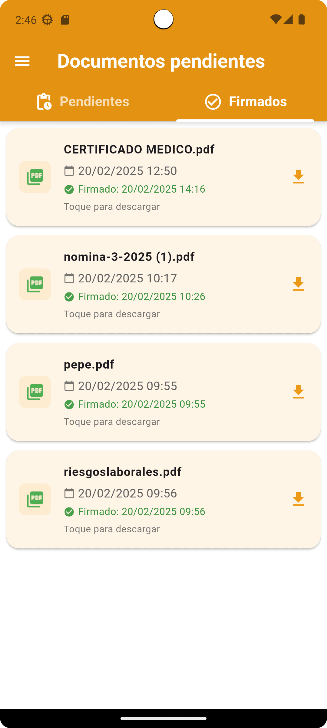 Documentos Pendientes